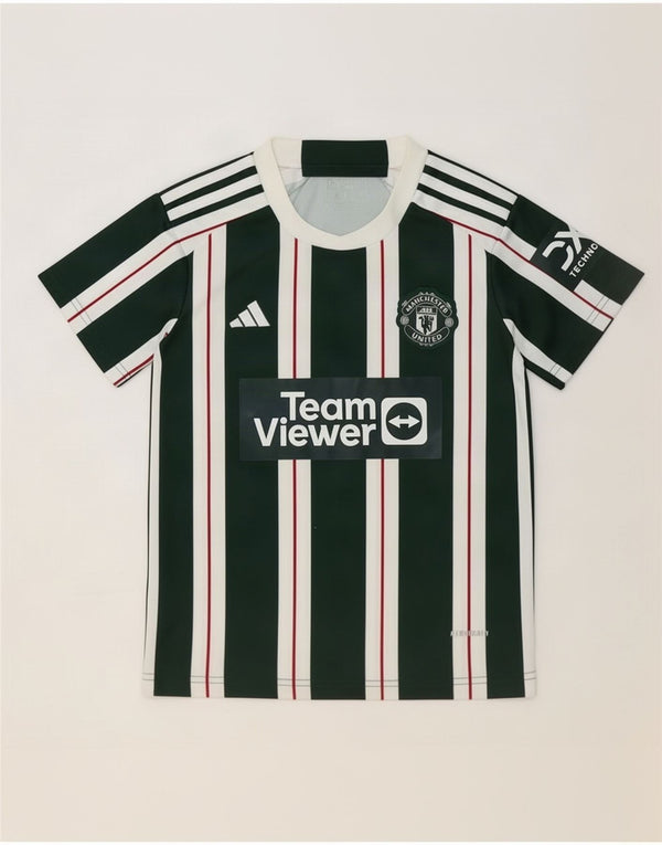 Adidas Boys Manchester United Graphic T-Shirt Top 10-11 Years Green Striped
