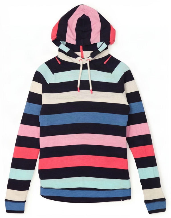 Joules Womens Hoodie Jumper UK 10 Small Multicoloured Striped Cotton
