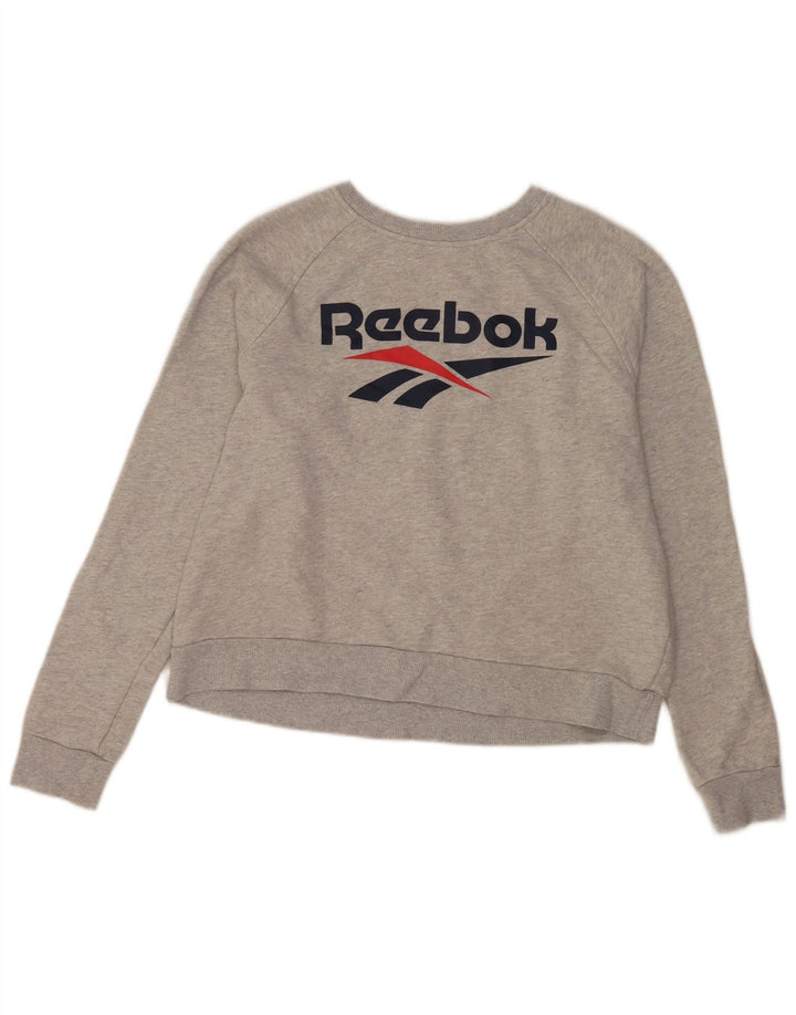 Reebok Womens Graphic Sweatshirt Jumper UK 16 Large Grey Cotton