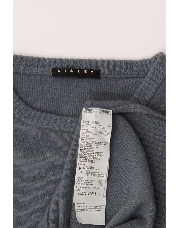 Sisley Womens Crew Neck Jumper Sweater UK 16 Large Grey Wool