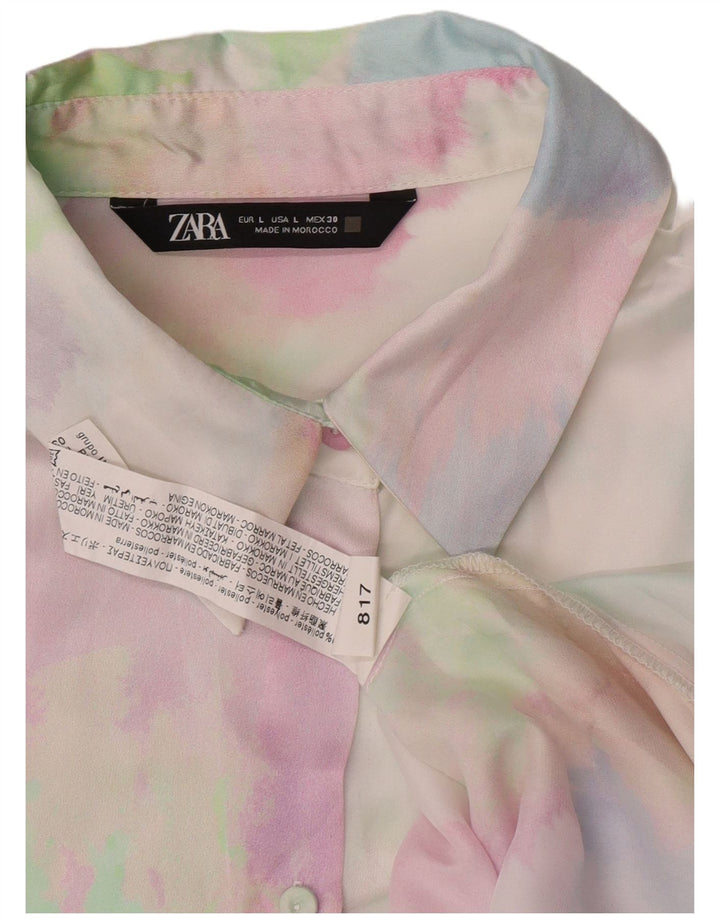 Zara Womens Oversized Shirt Dress UK 16 Large Multicoloured Tie Dye