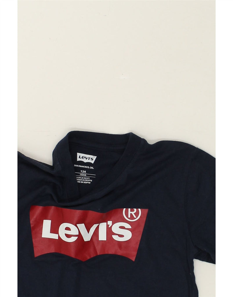 LEVI'S Boys Graphic T-Shirt Top 11-12 Years Navy Blue Cotton | Vintage Levi's | Thrift | Second-Hand Levi's | Used Clothing | Messina Hembry 