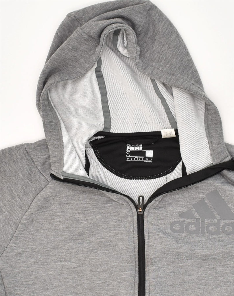 ADIDAS Mens Climalite Graphic Zip Hoodie Sweater Small Grey Polyester | Vintage Adidas | Thrift | Second-Hand Adidas | Used Clothing | Messina Hembry 