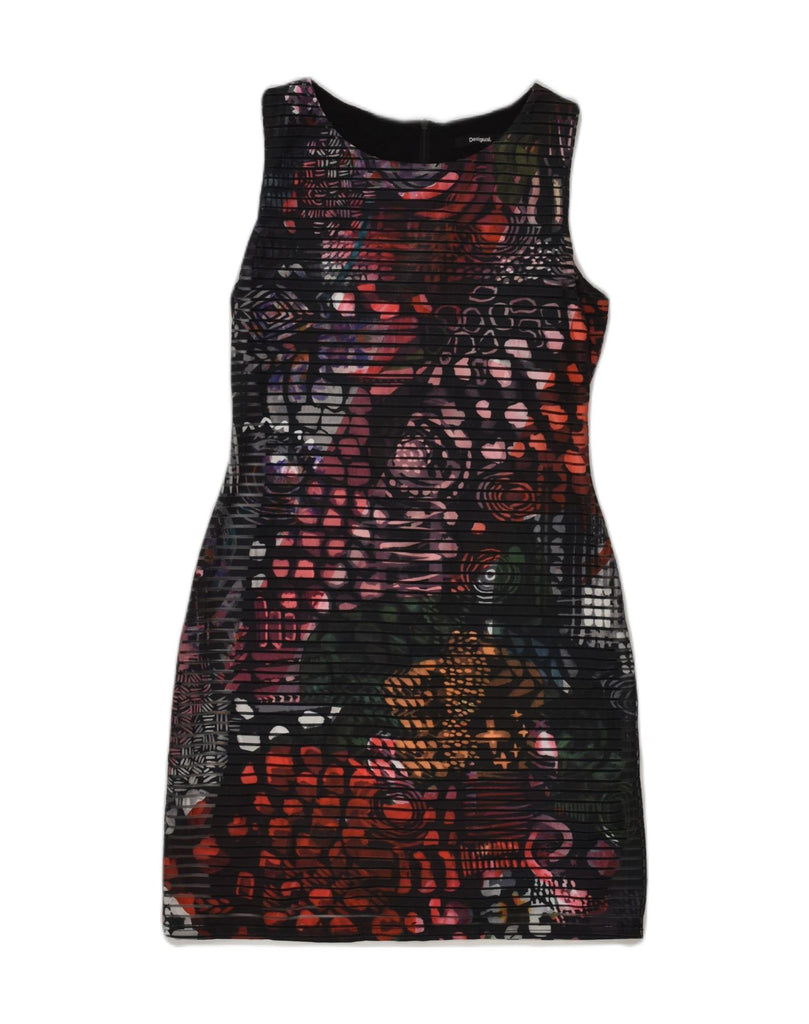 DESIGUAL Womens Graphic Sheath Dress UK 12 Medium Black Spotted Polyester | Vintage Desigual | Thrift | Second-Hand Desigual | Used Clothing | Messina Hembry 