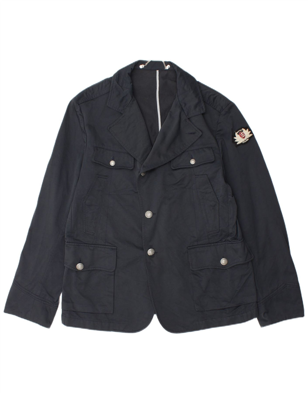 Historic Research Mens Blazer Utility Jacket UK 42 XL Navy Blue Polyamide