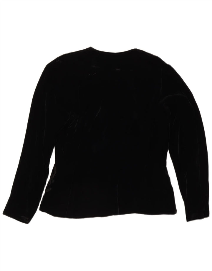 Vintage Womens 4 Button Velvet Blazer Jacket UK 14 Medium Black Floral