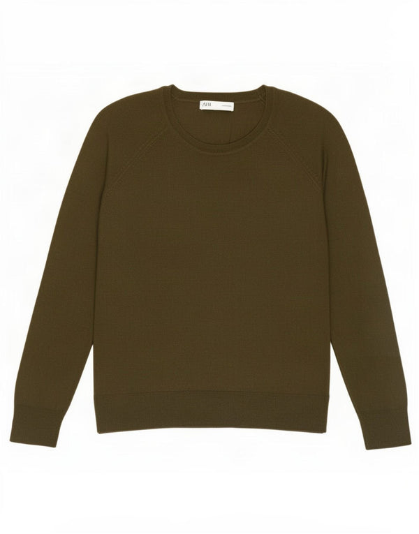 Zara Womens Boat Neck Jumper Sweater UK 16 Large Khaki Viscose