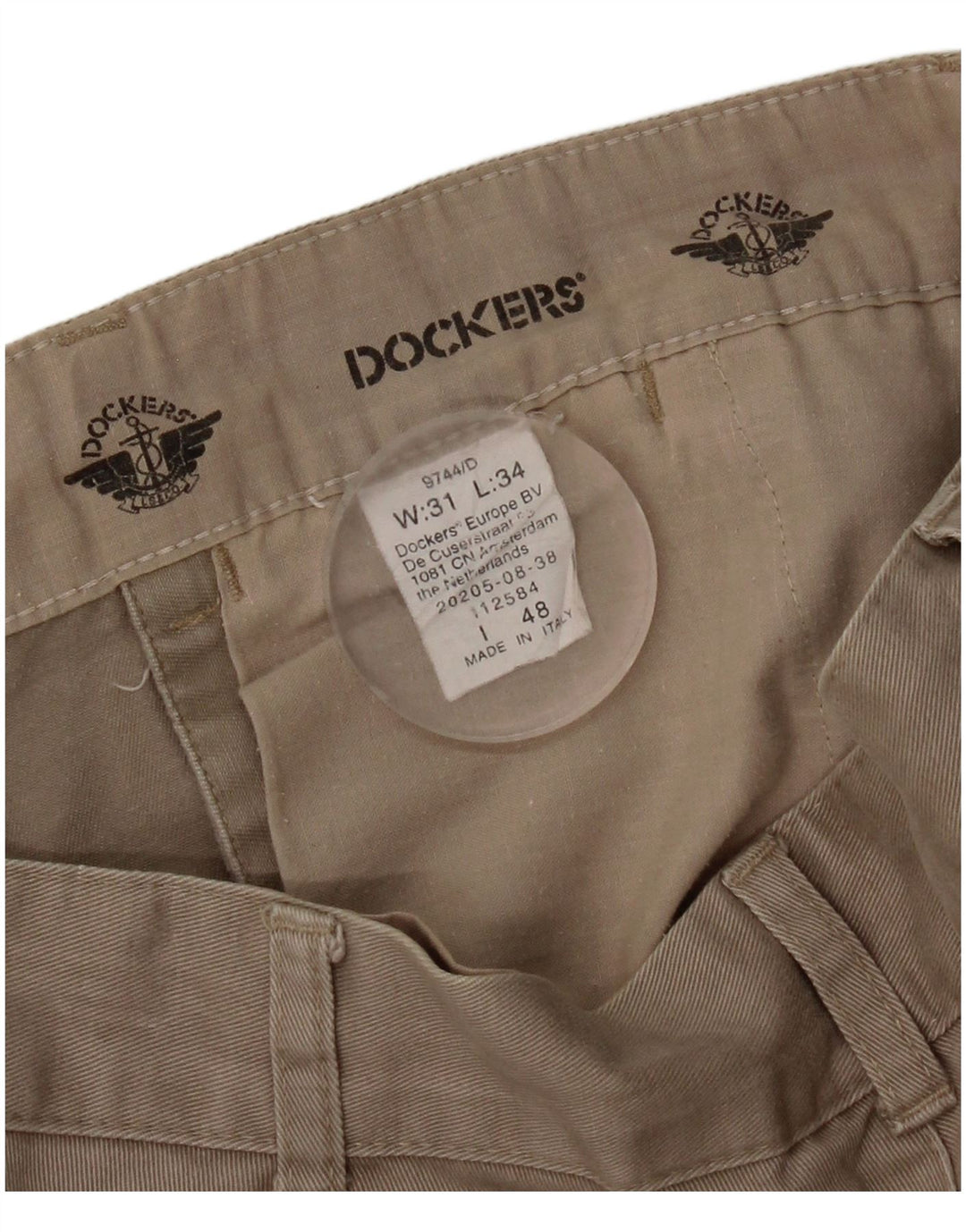 Dockers Mens Straight Chino Trousers W31 L27 Beige