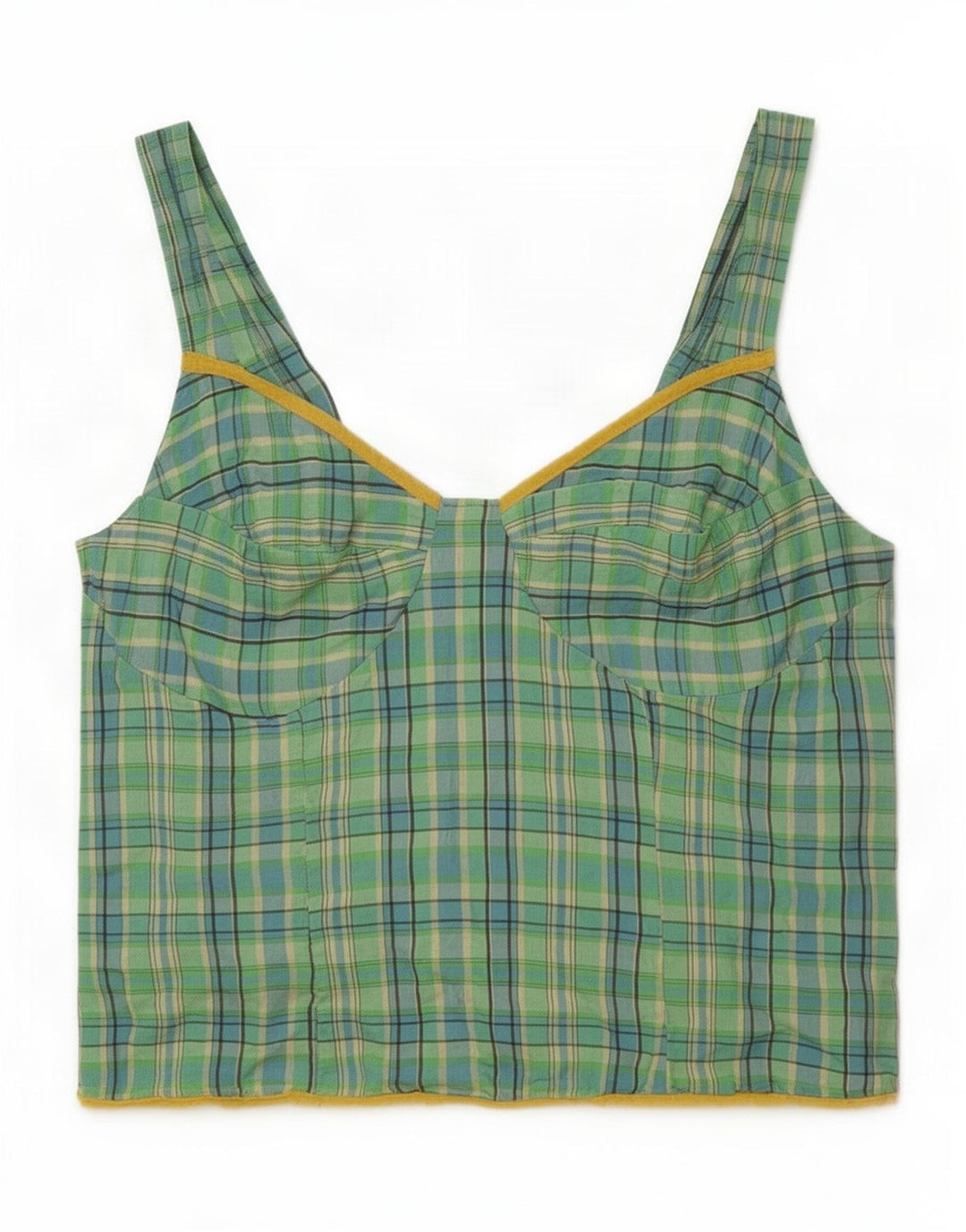 Vintage Womens Cami Top IT 44 Medium Green Check Acetate