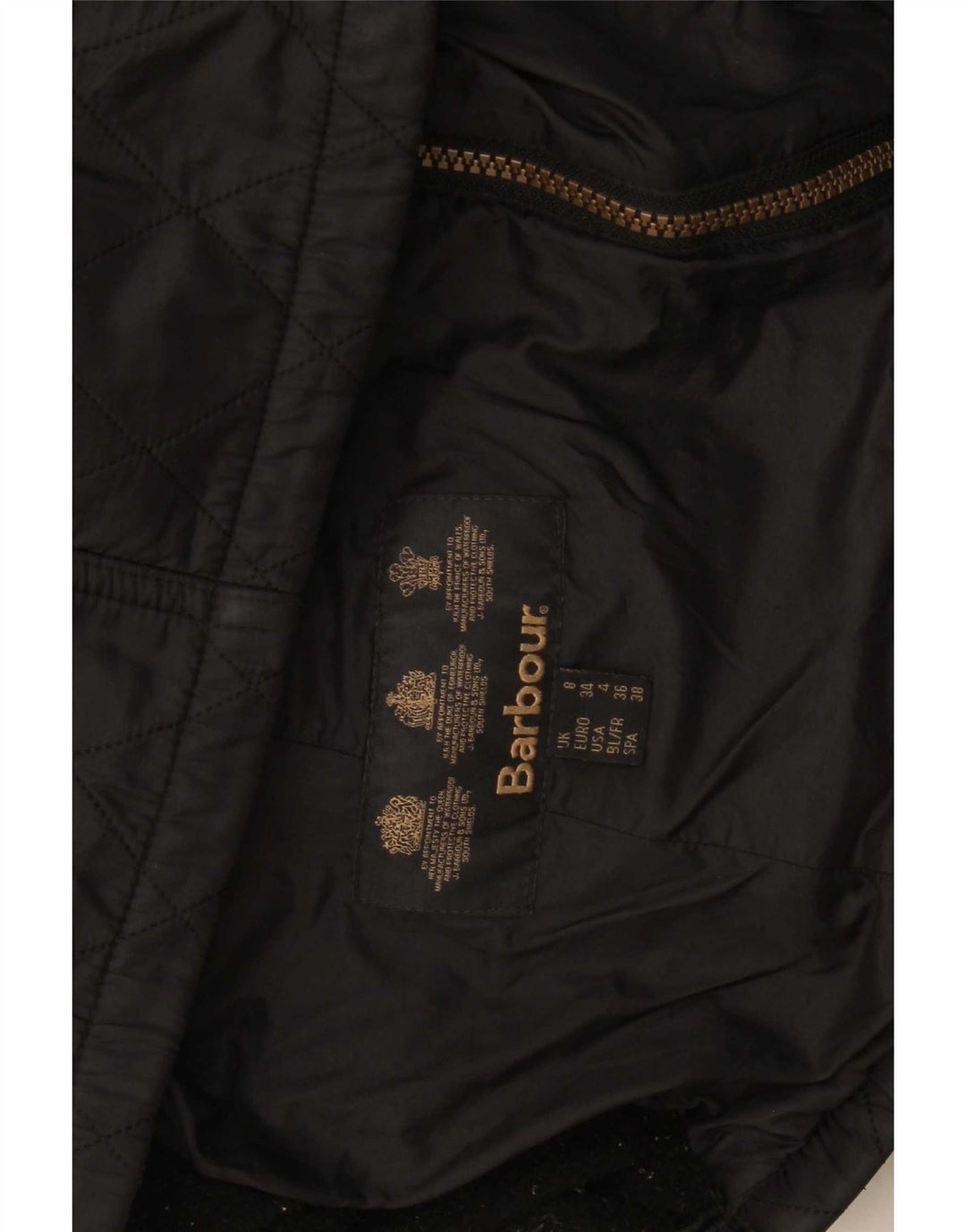 Barbour Womens Hooded Quilted Jacket UK 8 Small Black