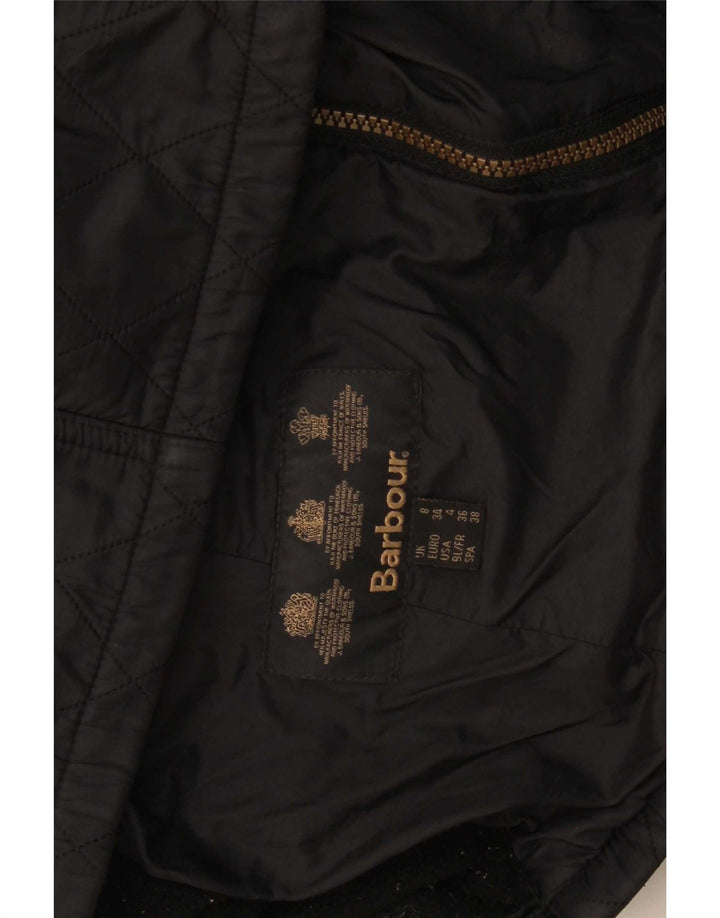 Barbour Womens Hooded Quilted Jacket UK 8 Small Black