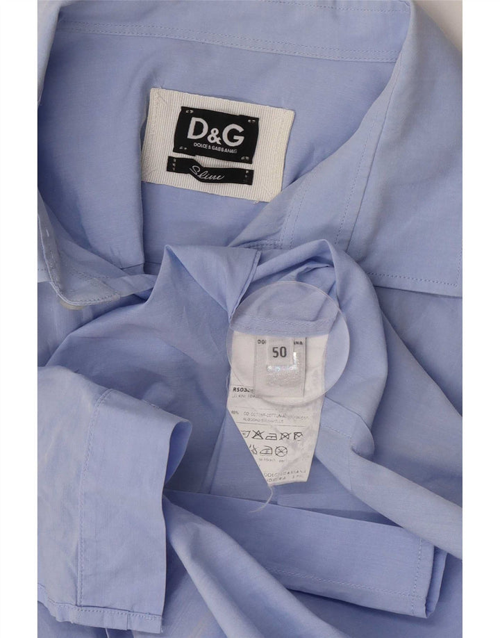 Dolce & Gabbana Mens Slim Fit Shirt IT 50 Medium Blue Cotton