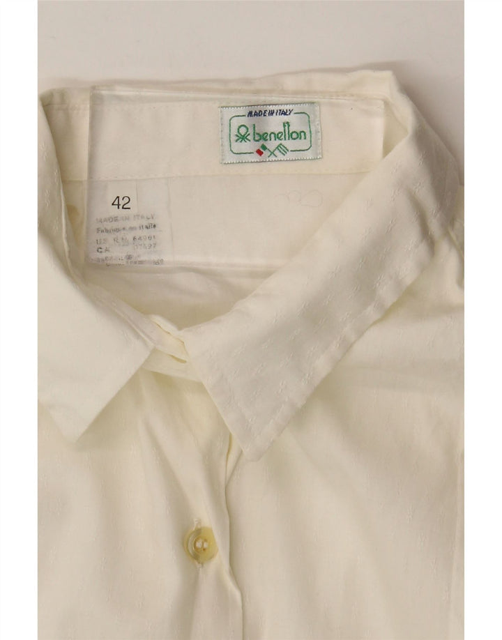 Benetton Womens Shirt IT 42 Medium White Cotton