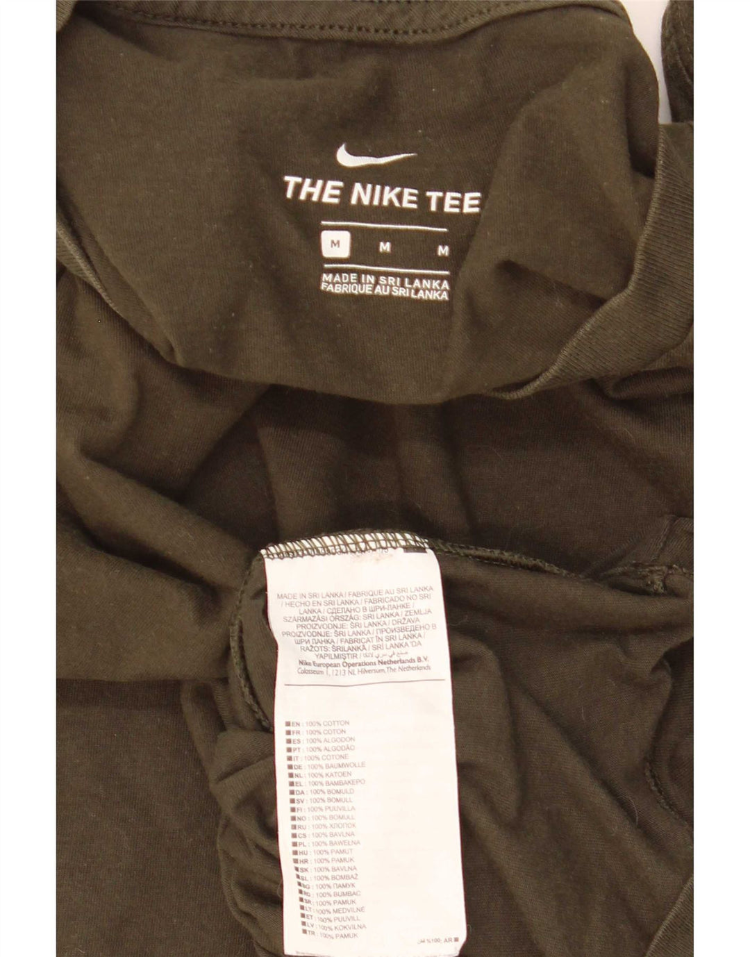 Nike Mens T-Shirt Top Medium Khaki Cotton