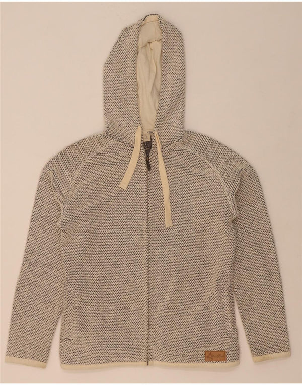 Weird Fish Womens Zip Hoodie Sweater UK 14 Medium Grey Flecked Cotton