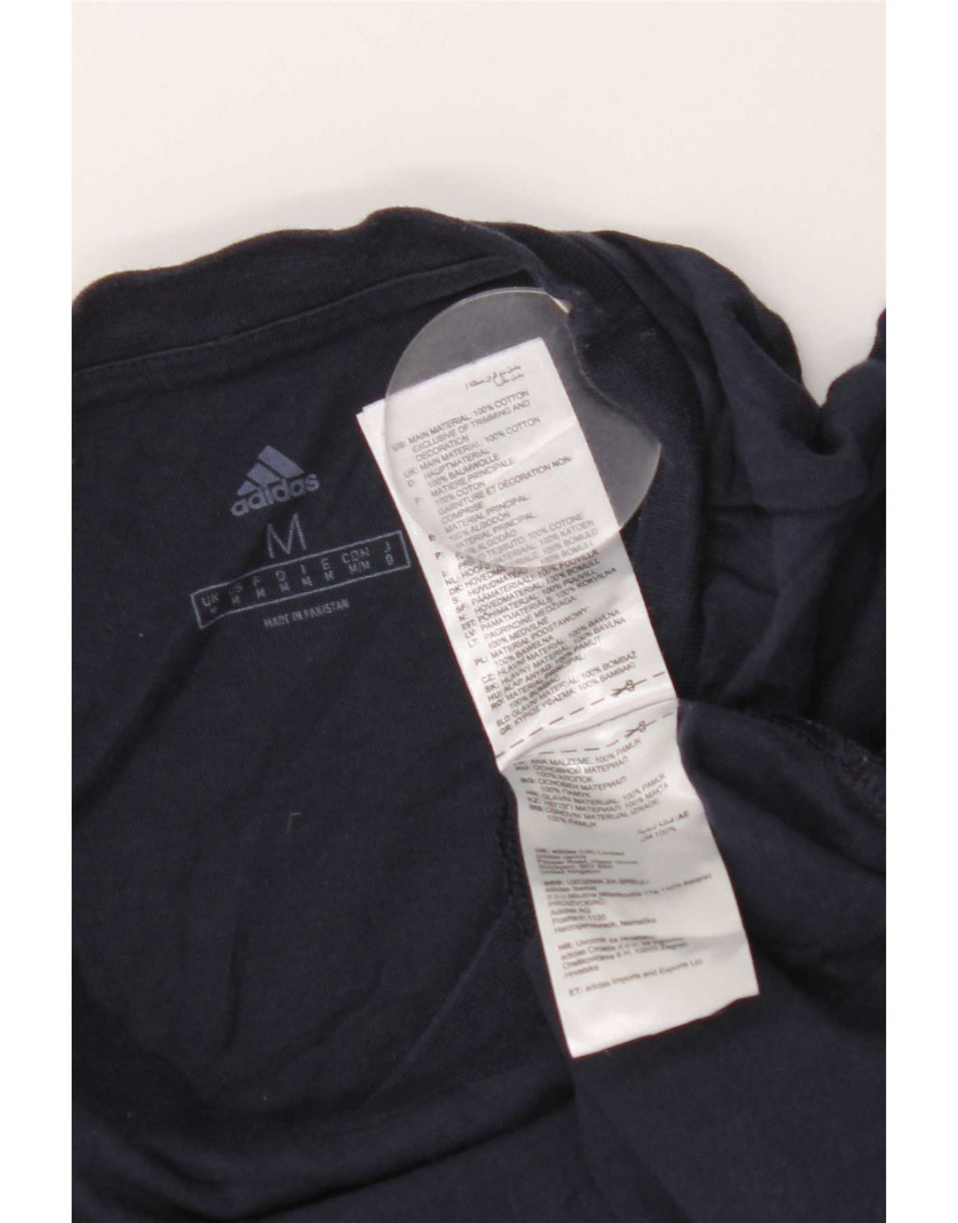 Adidas Mens Graphic T-Shirt Top Medium Navy Blue Cotton