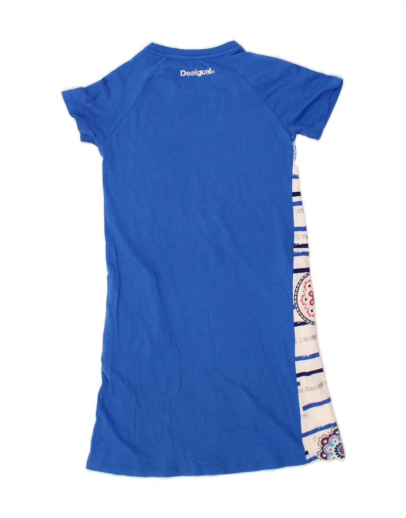 DESIGUAL Girls T-Shirt Dress 11-12 Years Blue Striped Cotton Vintage Desigual and Second-Hand Desigual from Messina Hembry 