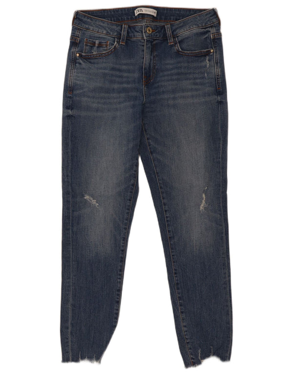 Zara Womens Distressed Skinny Jeans EU 40 Medium W30 L27 Blue Cotton