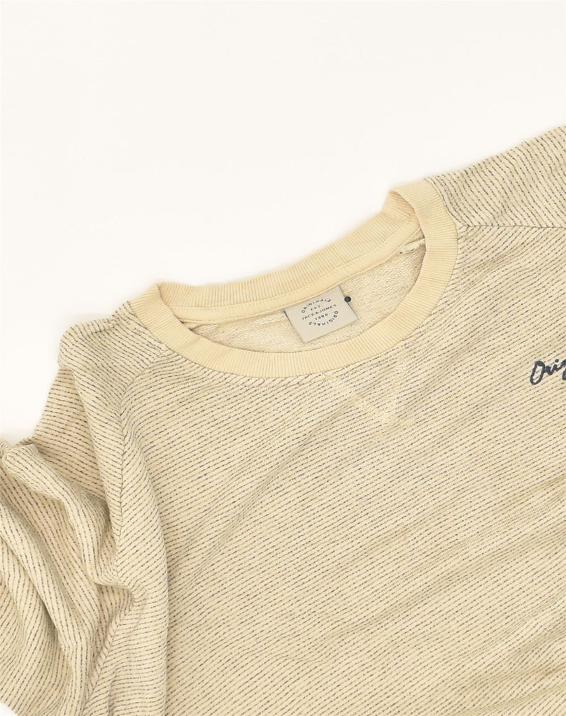 JACK & JONES Mens Sweatshirt Jumper 2XL Beige Cotton | Vintage Jack & Jones | Thrift | Second-Hand Jack & Jones | Used Clothing | Messina Hembry 