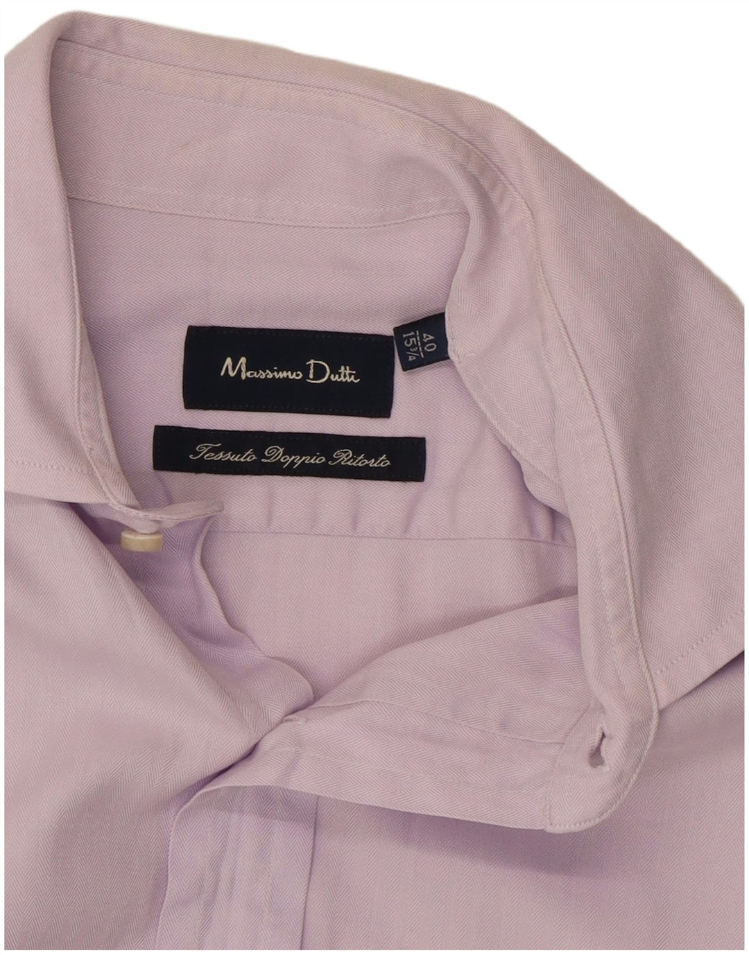 Massimo Dutti Mens Shirt Size 15 3/4 40 Medium Purple Herringbone