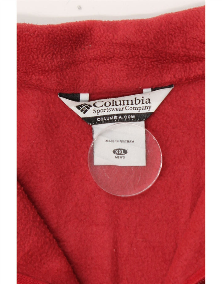 COLUMBIA Mens Fleece Jacket UK 44 2XL Red Polyester