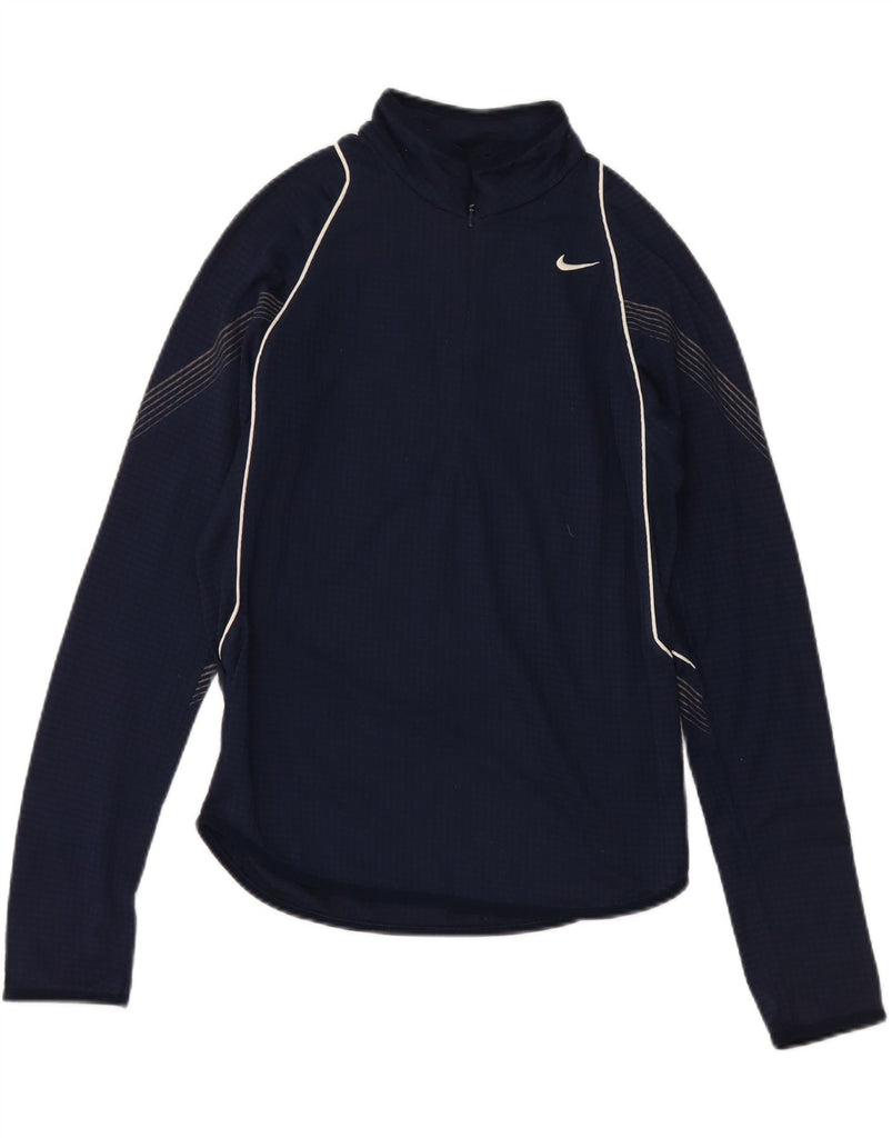 NIKE Mens Zip Neck Pullover Tracksuit Top UK 36/38 Small Navy Blue Vintage Nike and Second-Hand Nike from Messina Hembry 