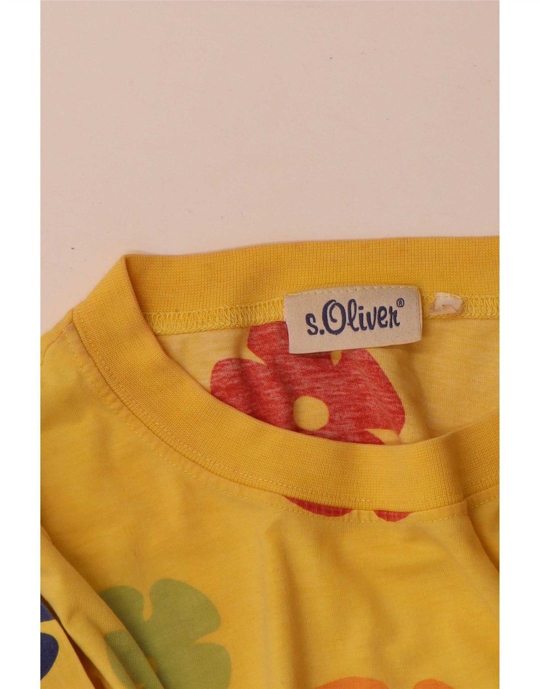 S.Oliver Mens Graphic T-Shirt Top Large Yellow Colourblock