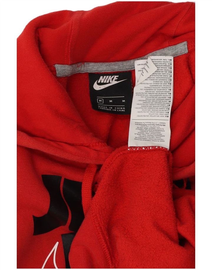 NIKE Mens Graphic Hoodie Jumper Medium Red Cotton