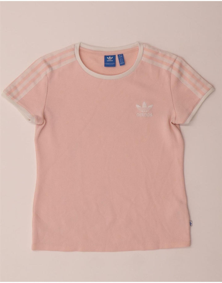 ADIDAS Womens T-Shirt Top UK 12 Medium Pink Polyester Vintage Adidas and Second-Hand Adidas from Messina Hembry 