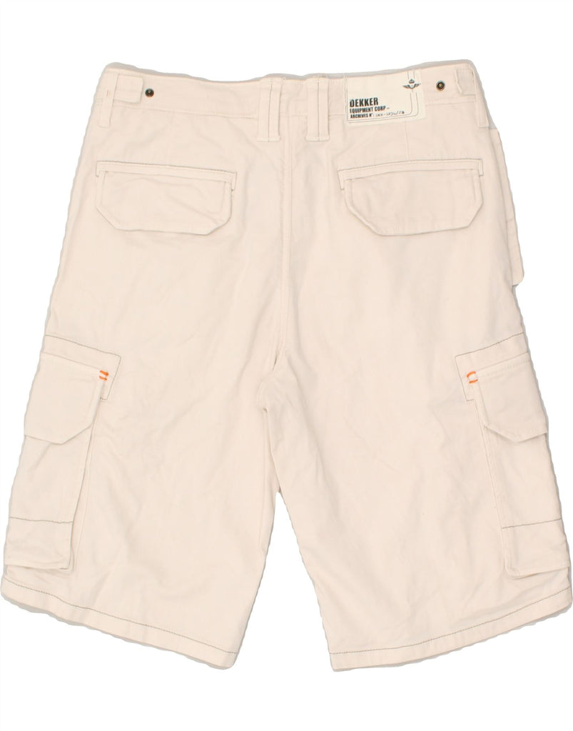 DEKKER Mens Cargo Shorts W32 Medium White Cotton | Vintage Dekker | Thrift | Second-Hand Dekker | Used Clothing | Messina Hembry 