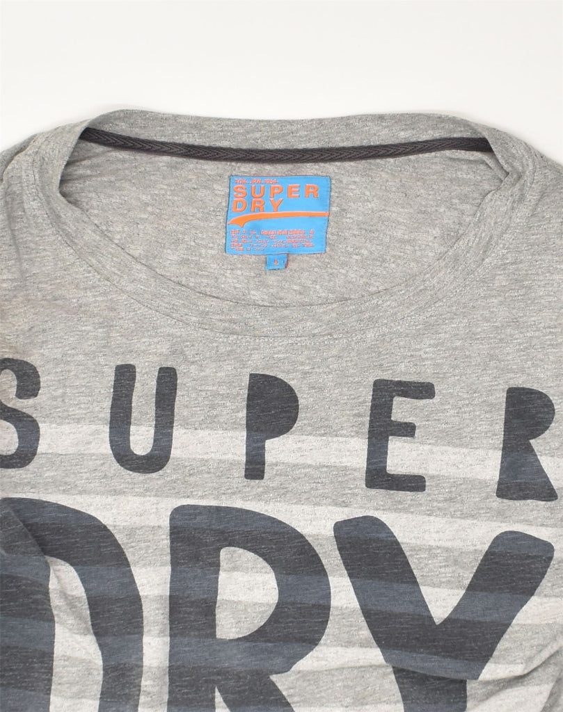 SUPERDRY Womens Graphic Sweatshirt Jumper UK 16 Large Grey Cotton | Vintage Superdry | Thrift | Second-Hand Superdry | Used Clothing | Messina Hembry 