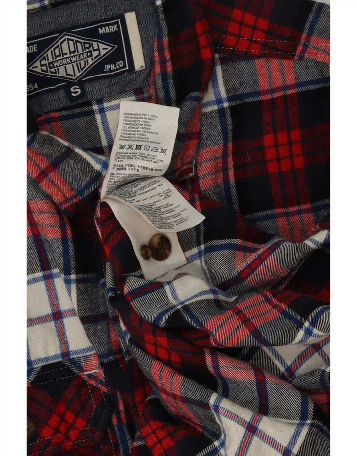 Superdry Mens Classic Fit Flannel Shirt Small Navy Blue Check Cotton