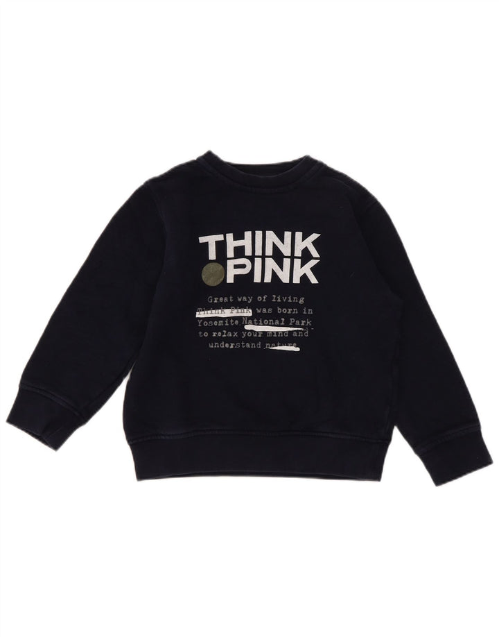 Think Pink Boys Graphic Regular Fit Sweatshirt Jumper 4-5 Years Navy Blue