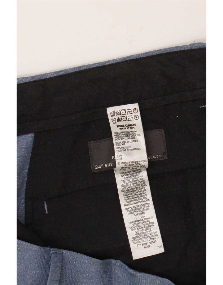 Marks & Spencer Mens Regular Fit Chino Trousers W34 L29 Blue Polyester