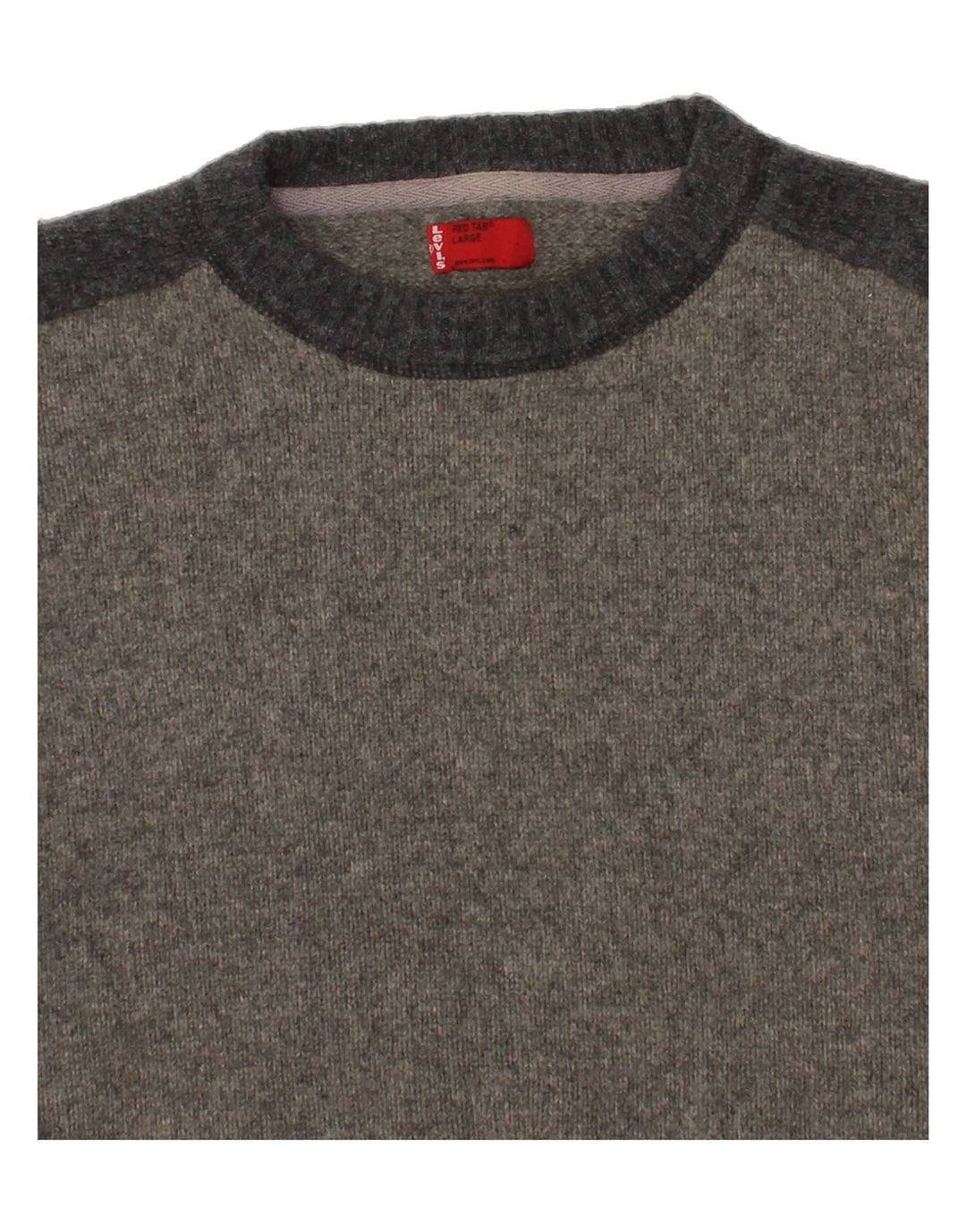 LEVI'S Mens Crew Neck Jumper Sweater Large Grey Colourblock Lambswool