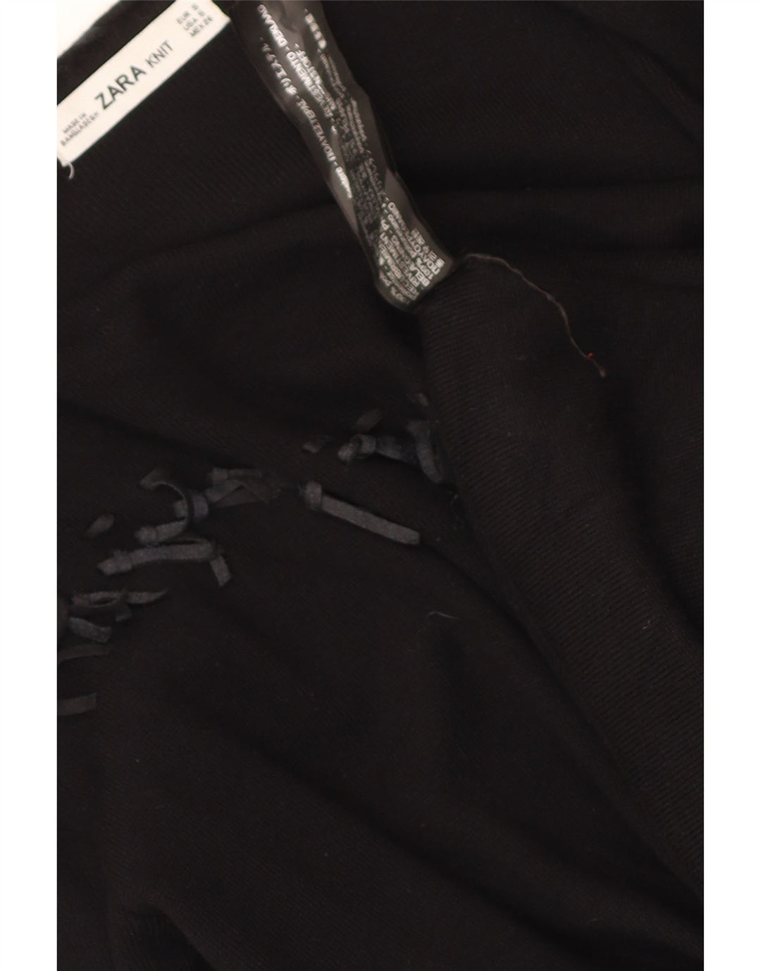 Zara Womens Asymmetric Open Cardigan Sweater UK 10 Small Black Polyester