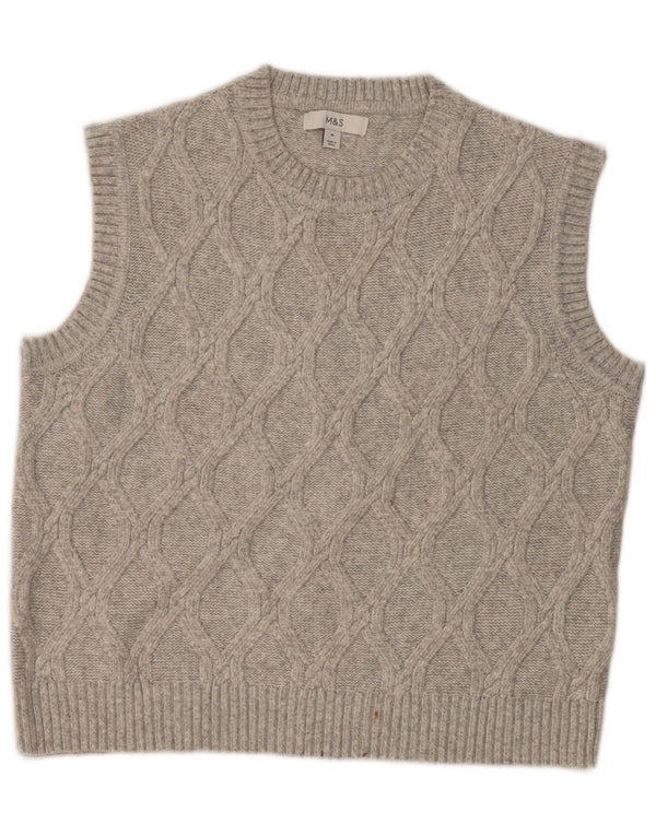 Marks & Spencer Womens Vest Tank Top UK 14 Medium Grey Polyester