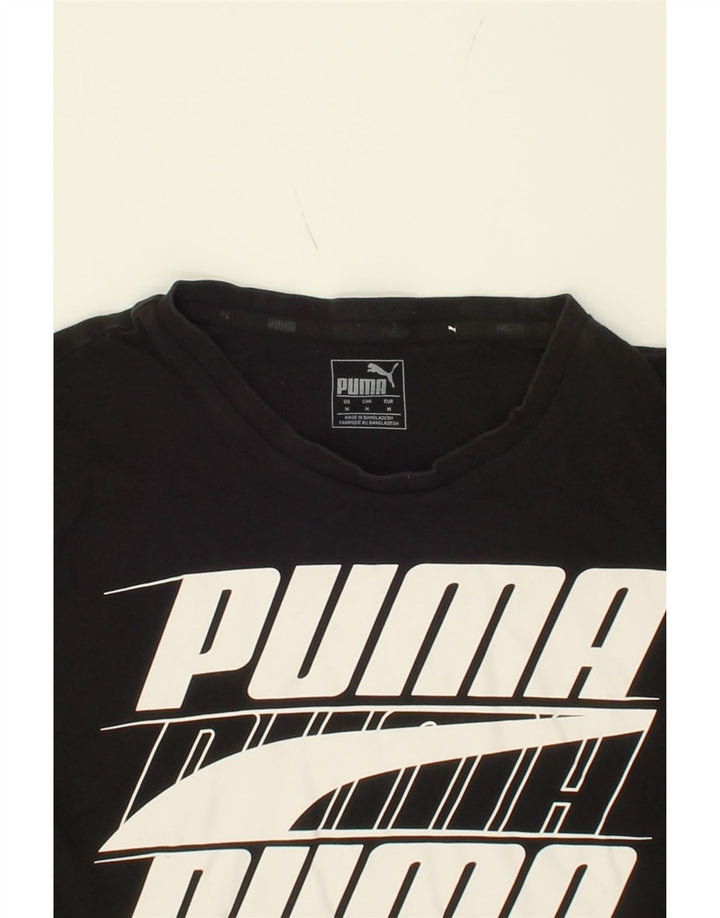 PUMA Mens Graphic T-Shirt Top Medium Black Vintage Puma and Second-Hand Puma from Messina Hembry 