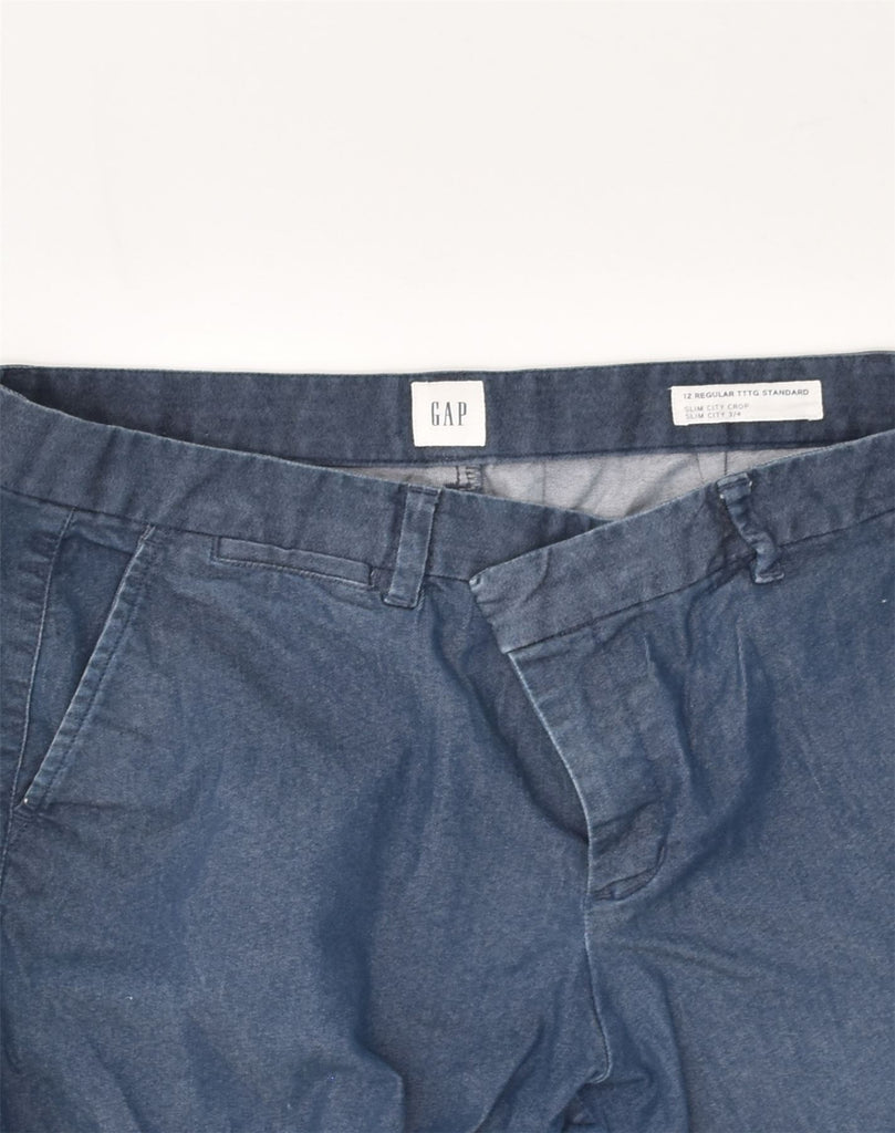 GAP Womens Slim Standard Fit Cropped Trousers US 12 Large W36 L26 Blue | Vintage Gap | Thrift | Second-Hand Gap | Used Clothing | Messina Hembry 