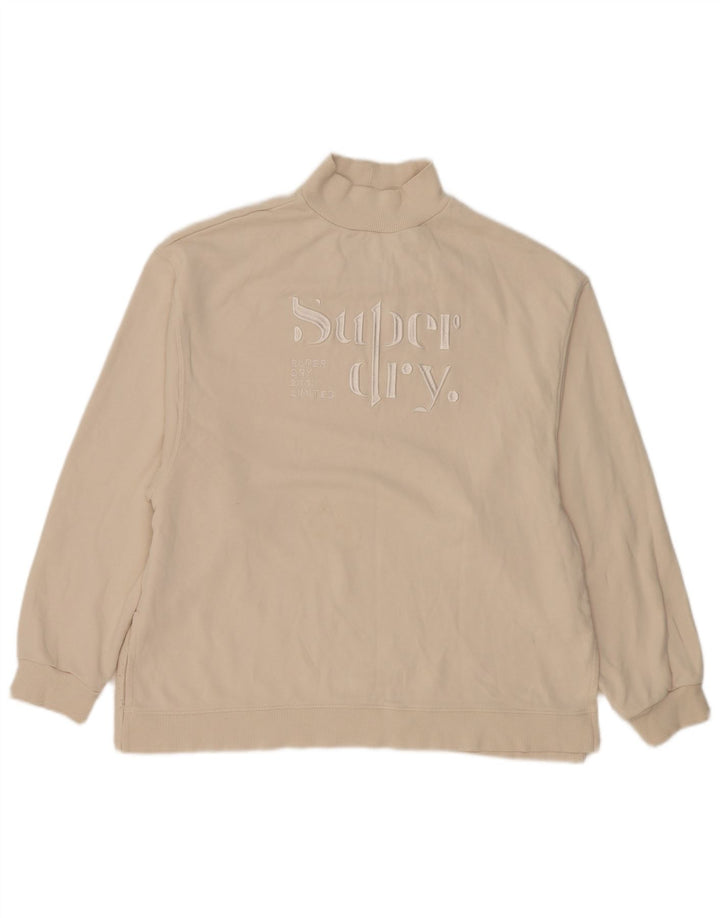 Superdry Womens Graphic Oversized Sweatshirt Jumper UK 12 Medium Beige