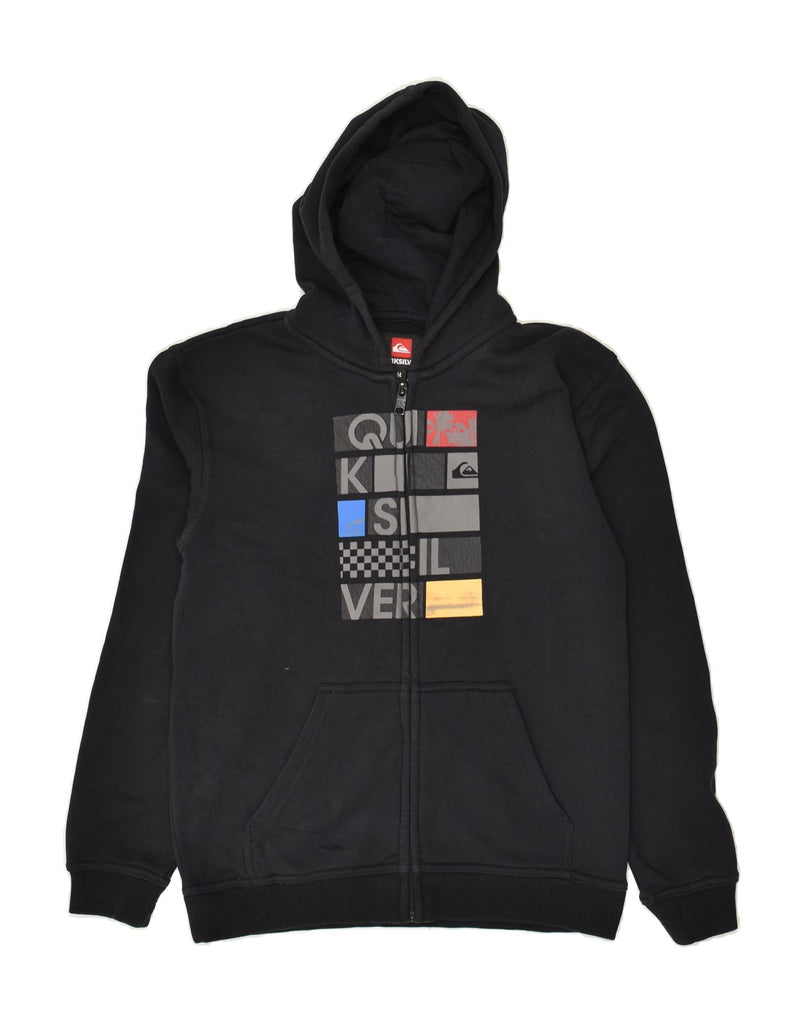 QUIKSILVER Boys Graphic Zip Hoodie Sweater 13-14 Years Black Cotton | Vintage Quiksilver | Thrift | Second-Hand Quiksilver | Used Clothing | Messina Hembry 