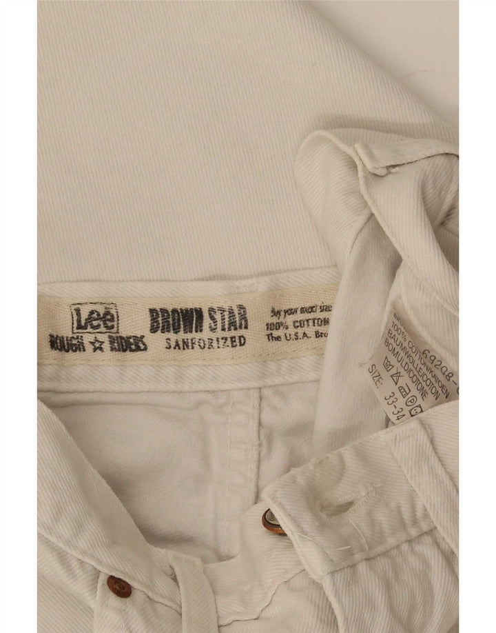 Lee Mens Riders Cropped Jeans W33 L24 White Cotton