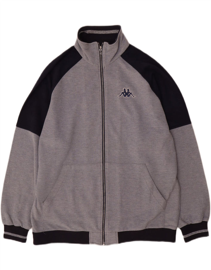 Kappa Mens Graphic Tracksuit Top Jacket XL Grey Polyester