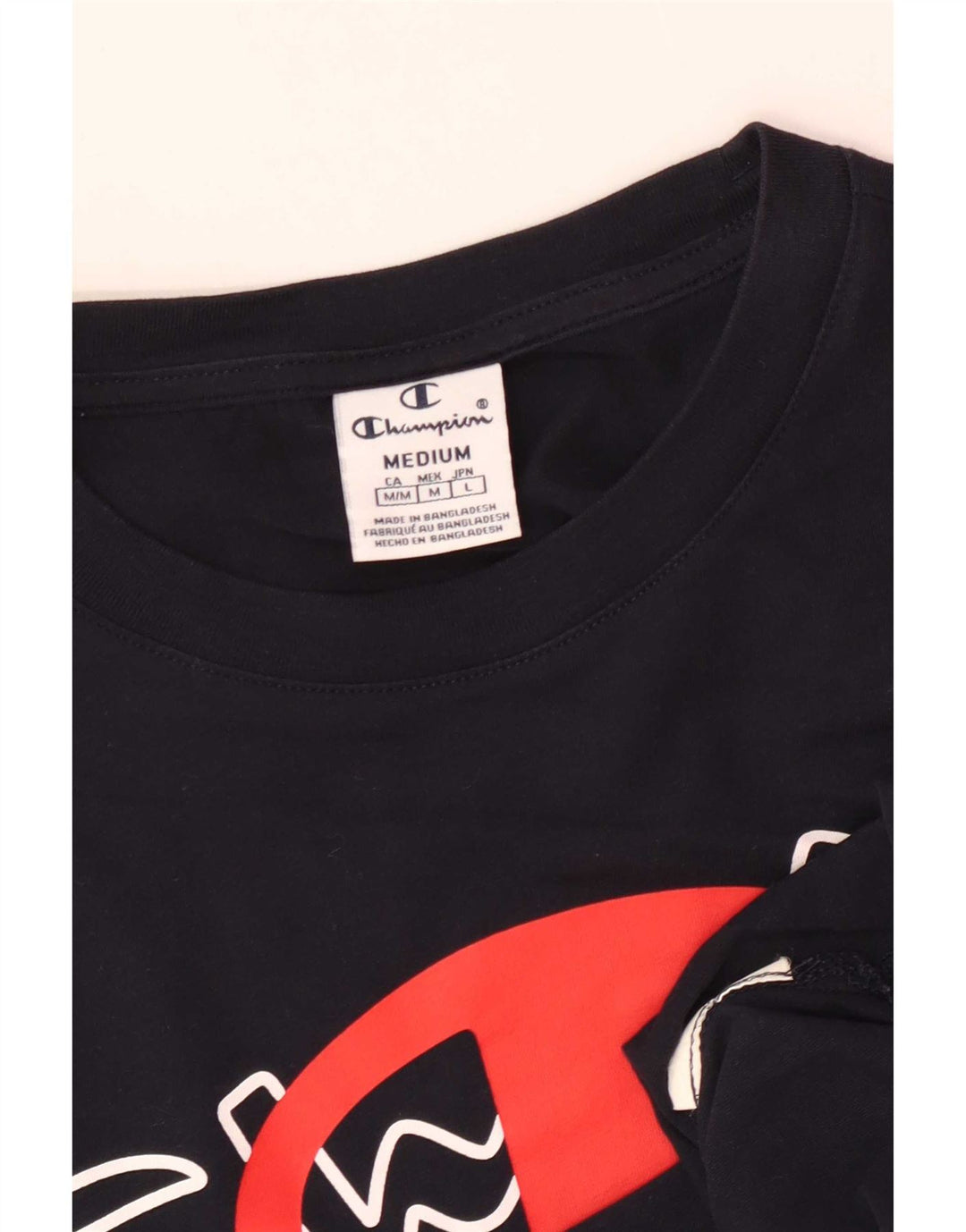 Champion Womens Graphic T-Shirt Top UK 12 Medium Navy Blue