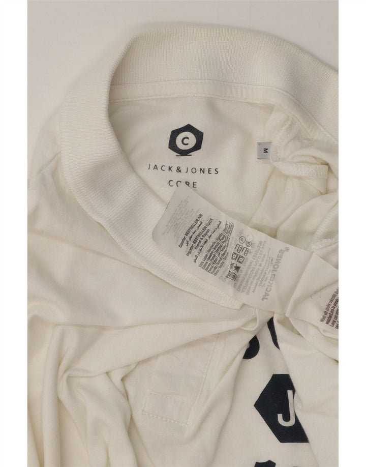 JACK & JONES Mens Core Graphic Polo Shirt Medium White Cotton