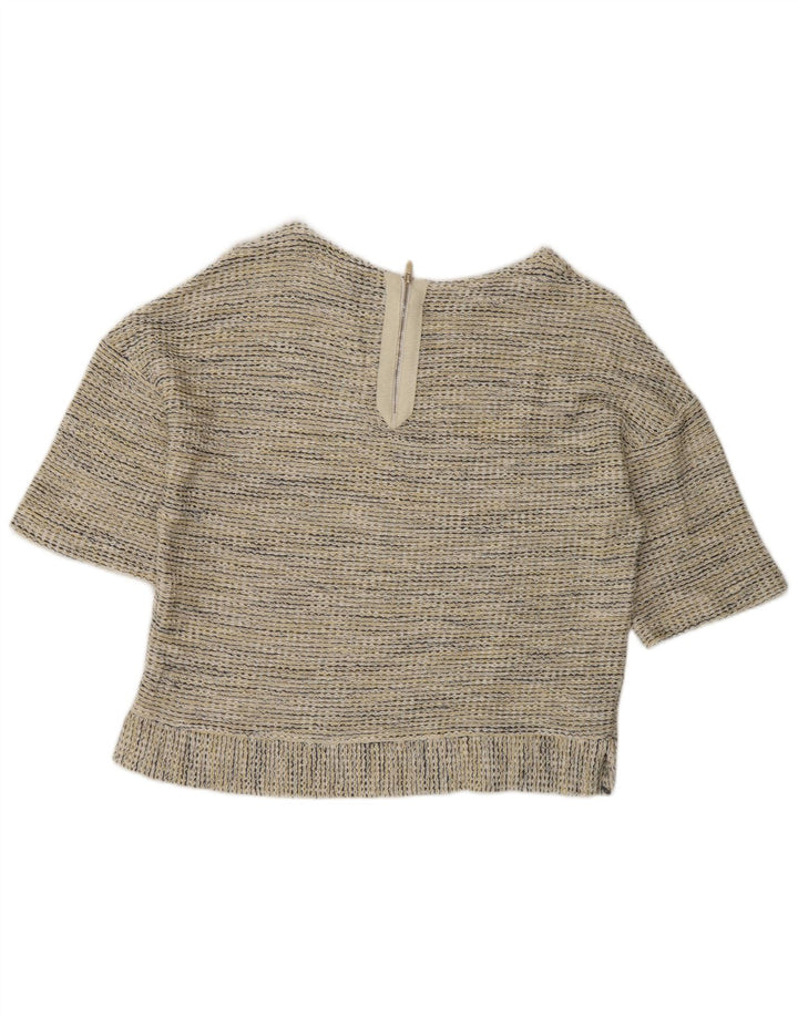 Massimo Dutti Womens Blouse Top UK 14 Medium Beige Striped
