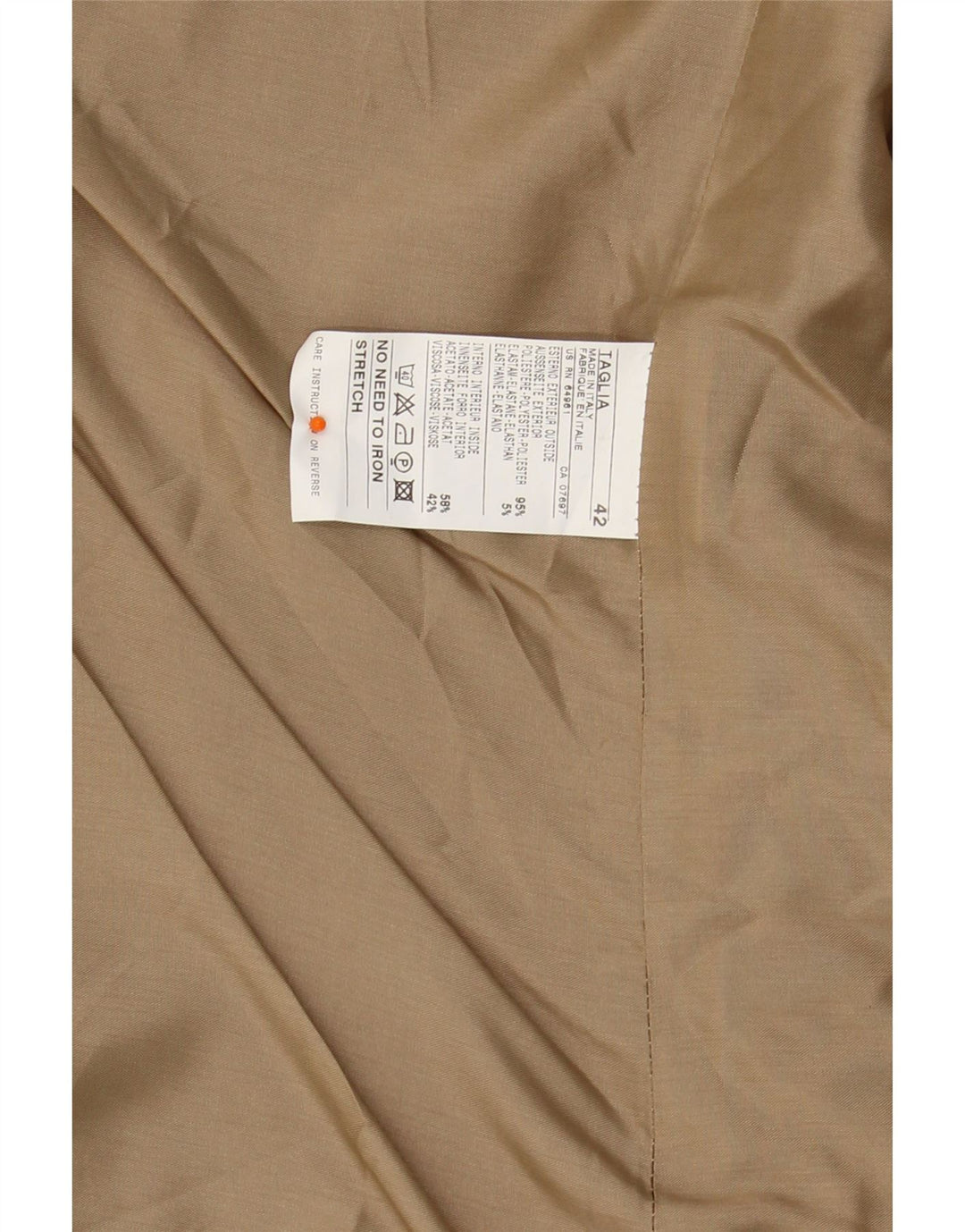BENETTON Womens 3 Button Blazer Jacket IT 42 Medium Beige Polyester Vintage Benetton and Second-Hand Benetton from Messina Hembry 