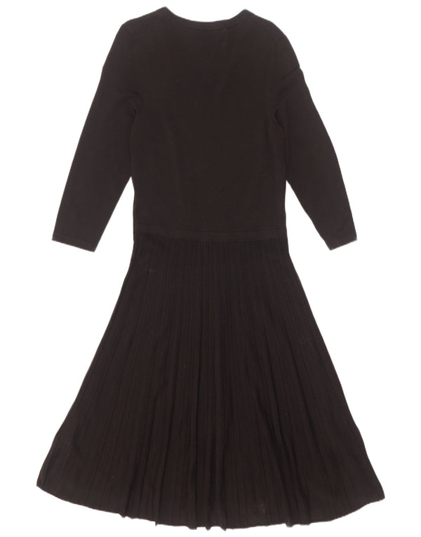 Hugo Boss Womens 3/4 Sleeve Jumper Dress UK 14 Large Black Viscose