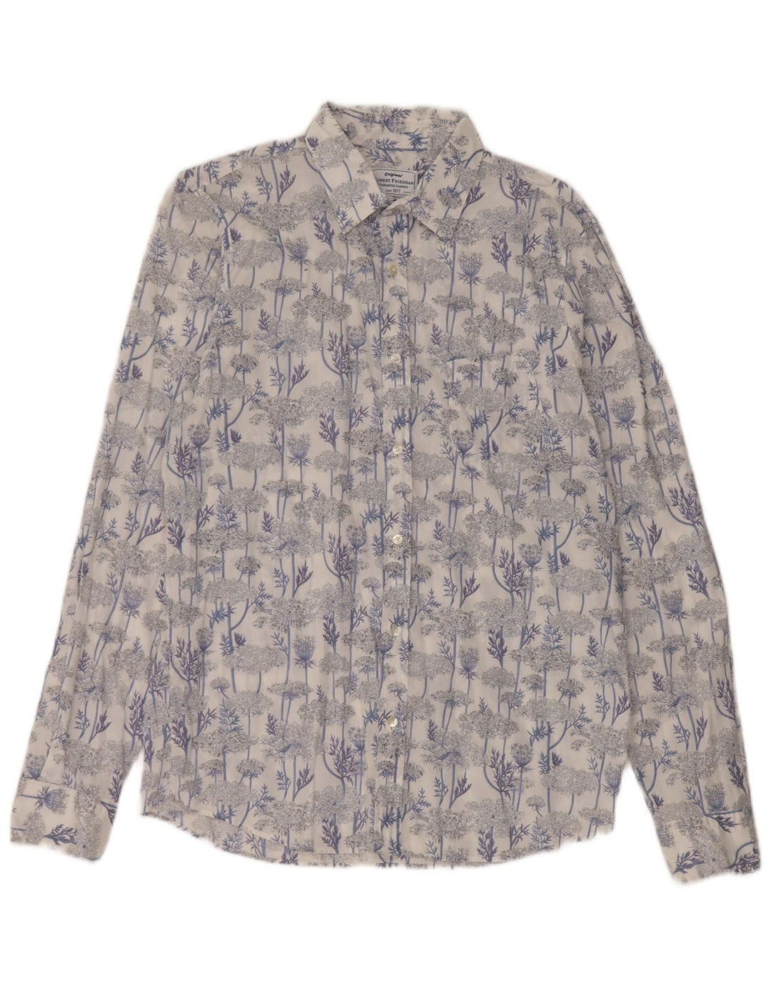Robert Friedman Mens Shirt Large Blue Floral Cotton