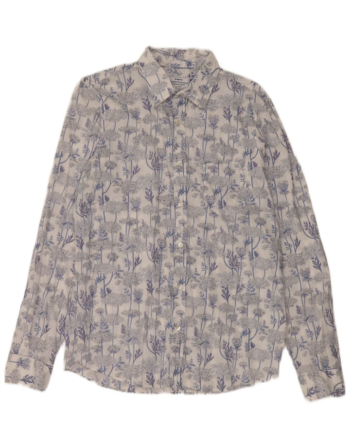 Robert Friedman Mens Shirt Large Blue Floral Cotton